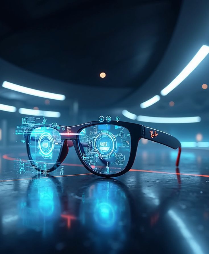 "Meta Ray-Ban Smart Glasses showcasing sleek design with AI-powered features, wearable technology, and voice assistant capabilities."
